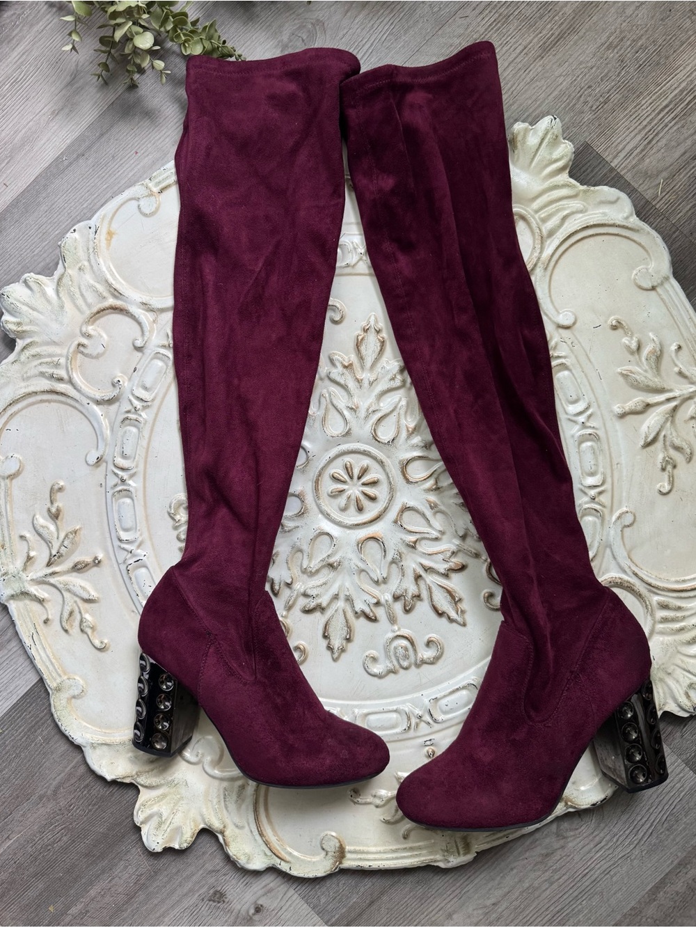 Carlos Santana Quantum Burgundy Knee High Boots Size 9 and 9 1/2